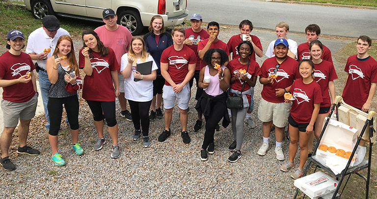 Students participating in a campus-wide day of community service.