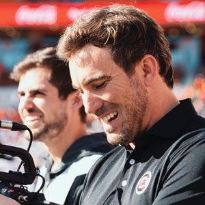 Justin King shoots a video at Williams-Brice stadium on game day.