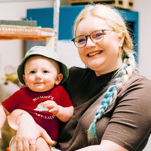 Sarah Davis poses with her son, Sam.