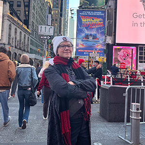 Elise Halbig stands in New York City